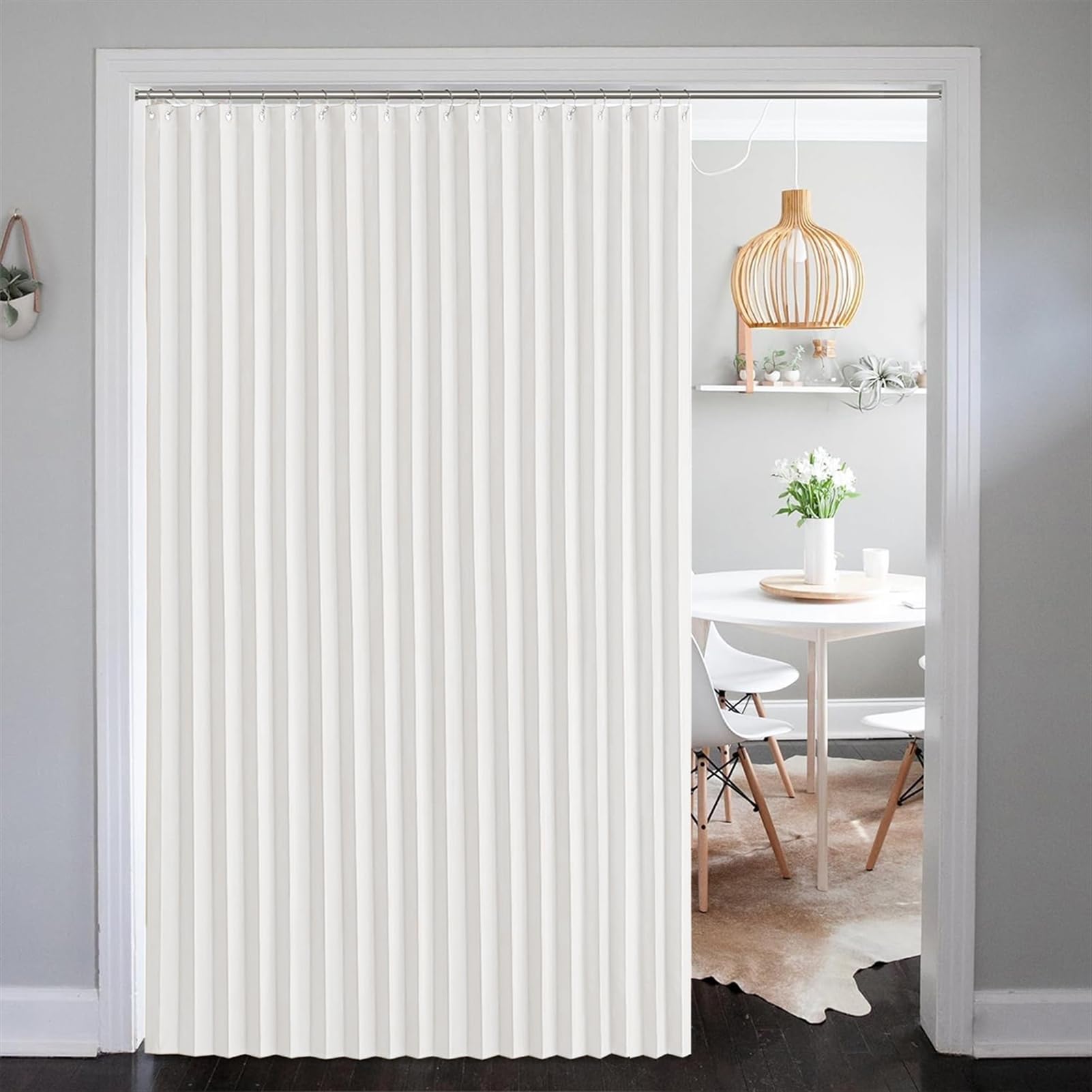 SK Studio Cortina Dormitorio Opaca 1 Pieza Cortinas Termicas Aislantes Frio y Calor Cortina Aislante Magnética para Puertas, Plegable, Impermeable, Blanco, 140x241cm