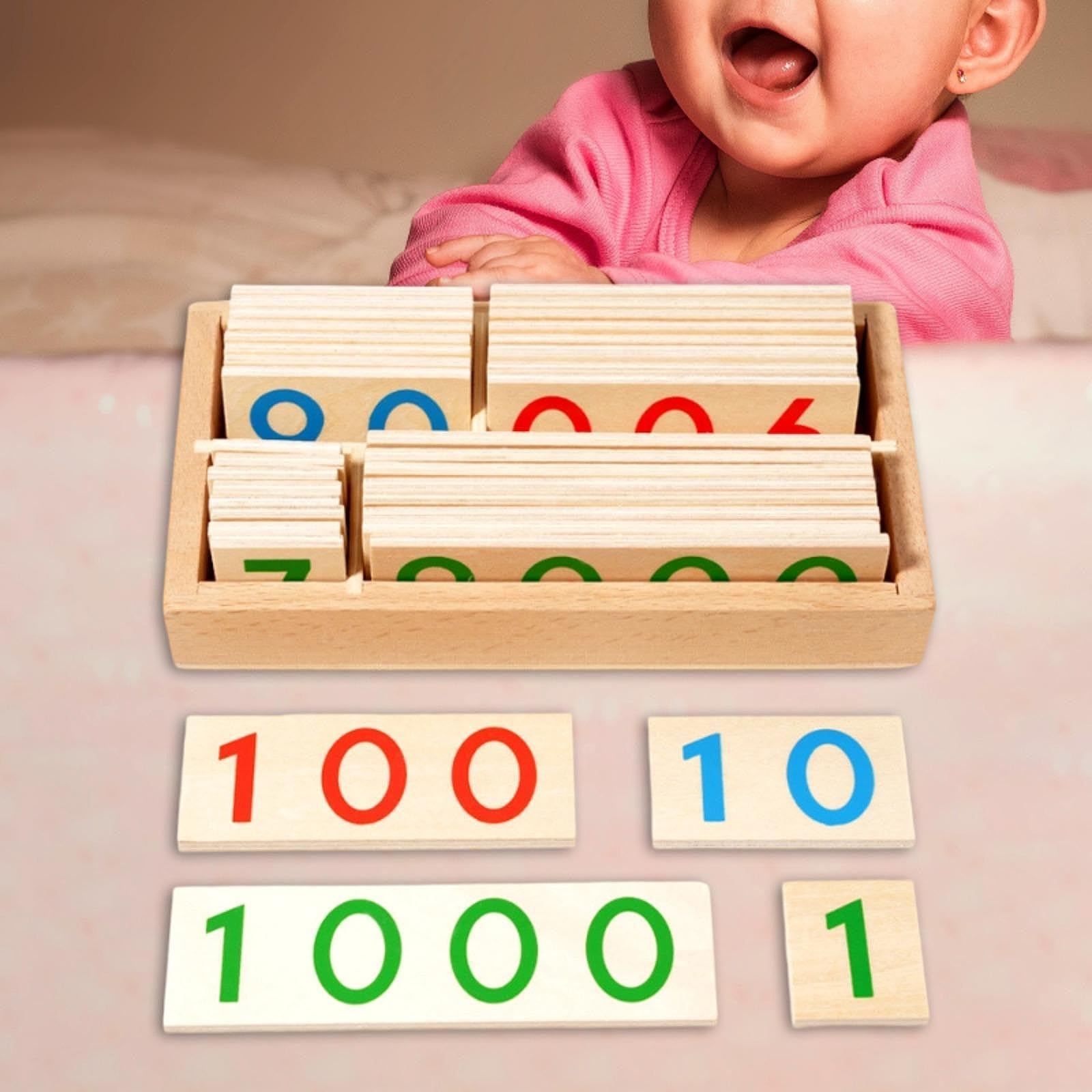 Numero Carte Apprendimento Set Carte Educative Prescolari in Legno Strumento Didattico Conteggio Manualità Adatto per Bambini Insegnanti Casa Scuola