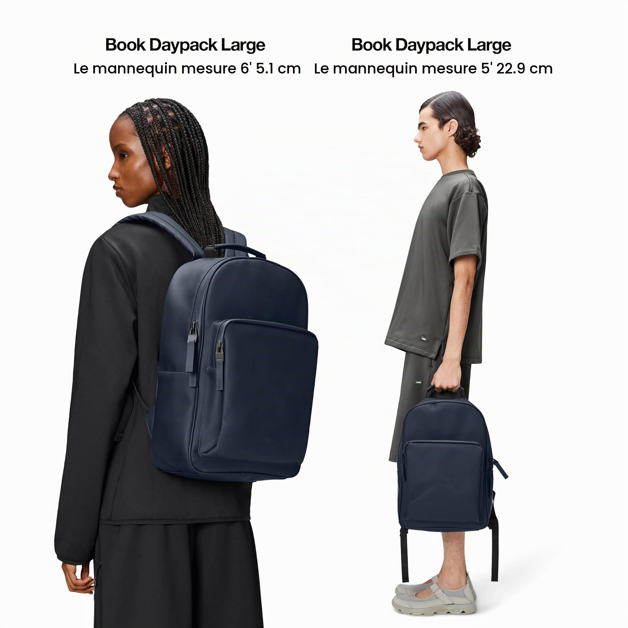 RAINS Sac à dos standard et grand format pour ordinateur portable, imperméable, noir