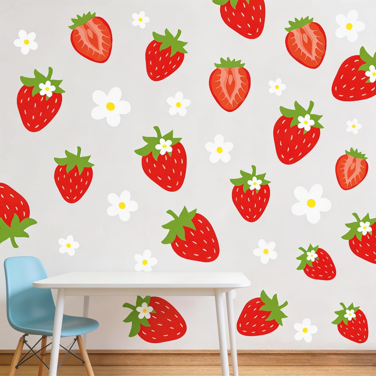 77PCS Strawberry Stickers Waterproof Removable Wall Decals for Adult Party Decor, DIY Home Wall Art, Creative Fruit Wall Stickers for Room Decorations