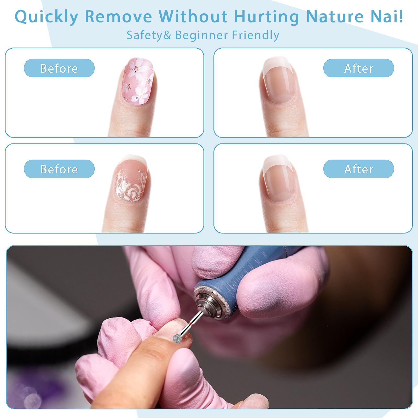 Brocas de uñas para limpiar cutículas, 1 pieza de rebabas de cabeza de bola de diamante, brocas profesionales de manicura de piel muerta, herramientas de manicura de eliminación de seguridad 6