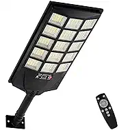 Solar Lights Outdoor Waterproof, 6500K Dusk to Dawn Solar Street Light Motion Sensor with Remote, LED Security Flood Light for Outside Garden Yard Path, Oudoor Parking Lot Lights, 1PACK