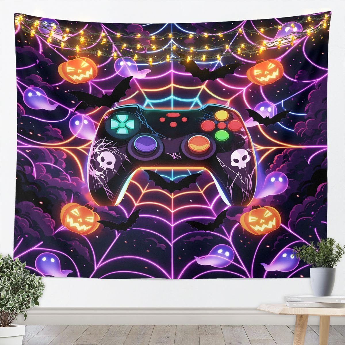 Feelyou Halloween Game Controller Tapestry Wall for Living Room Bedroom