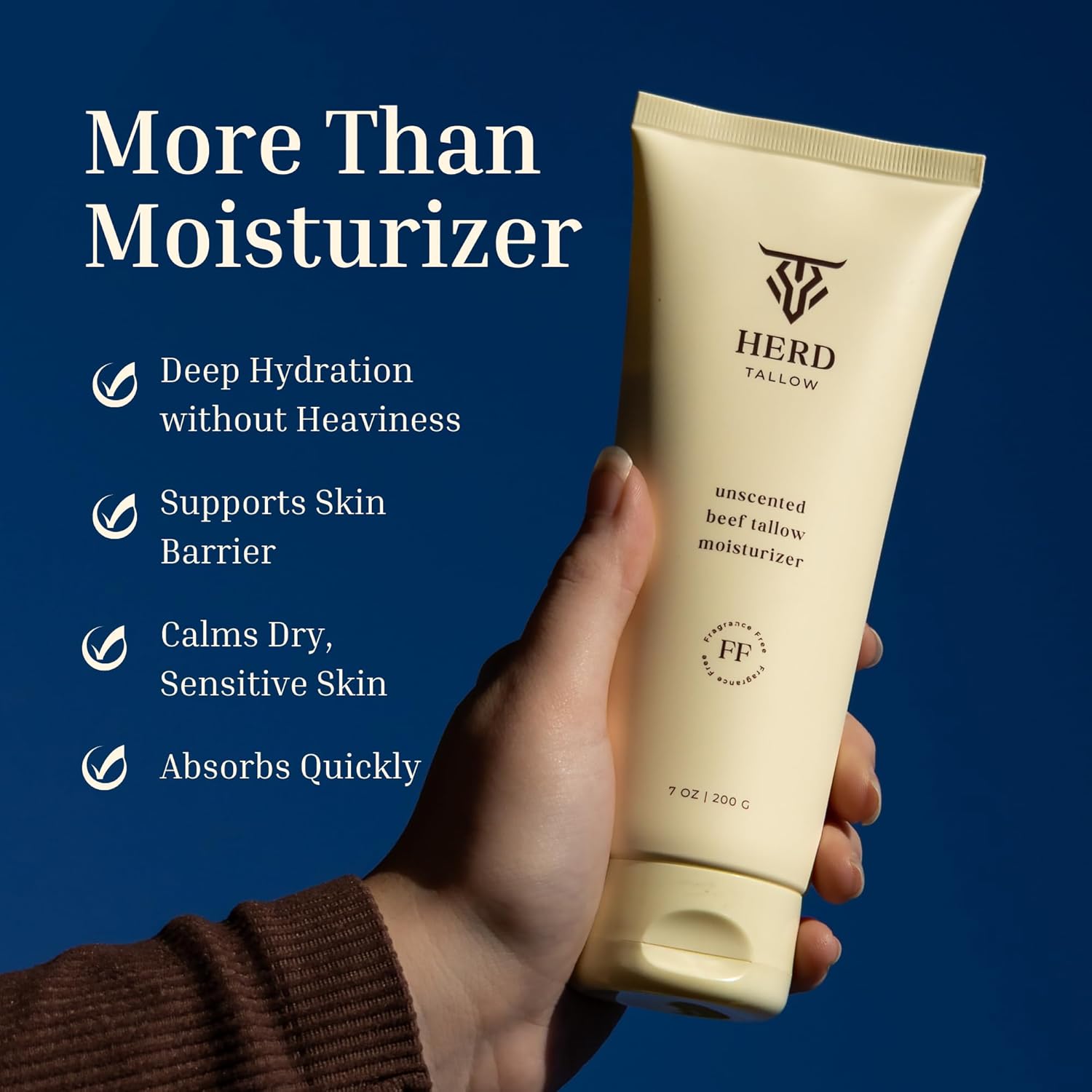 Beef Tallow Moisturizer 2oz Unscented – Grass-Fed Tallow Face & Body Cream with Manuka Honey, Colloidal Oat, Hyaluronic Acid – Hydrating Balm for Sensitive, Dry, Redness-Prone Skin - Image 3