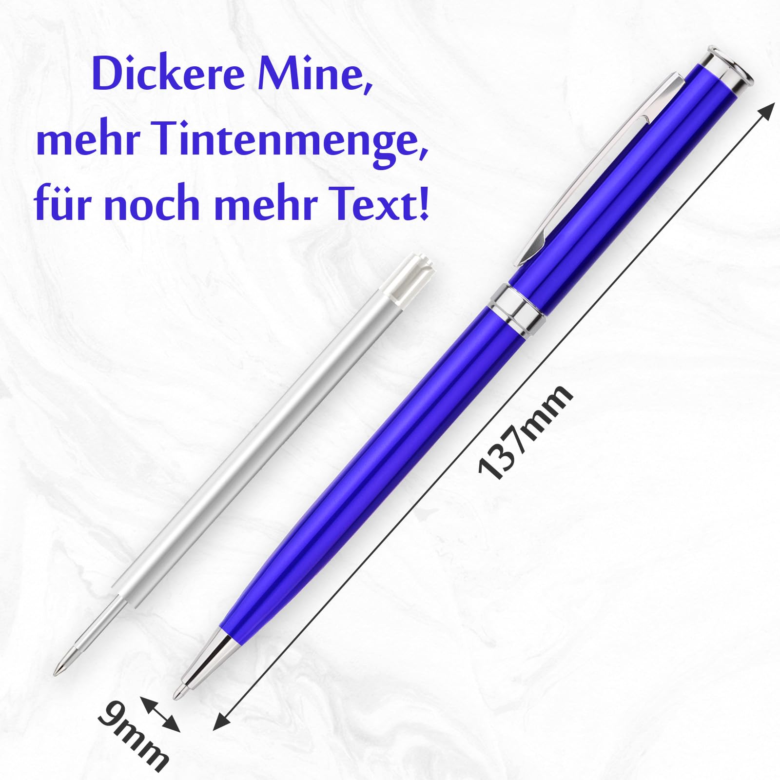 100er-Set Kugelschreiber mit 0,7 mm Schwarzes Tinte, Drehbarer Metall-Kugelschreiber für Flüssiges Schreiben, Ideal für Büro, Schule & Uni (Blau Gehäuse)