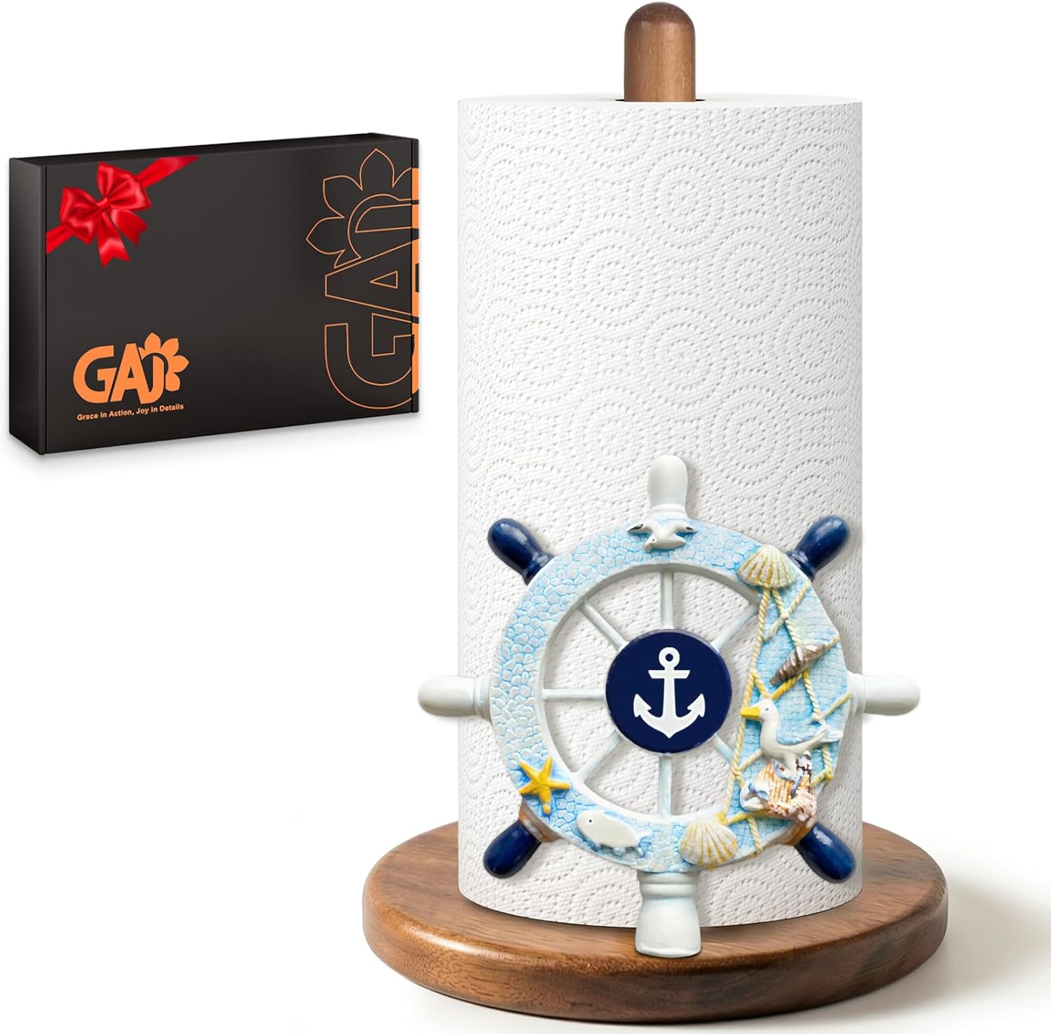 Ship’s Rudder Paper Towel Holder - Coastal/Beach/Ocean/Nautical House Decor for Kitchen Bathroom Home Countertop - Gifts for Women - 3D Cute Beachy Stuff Decorative Accessories