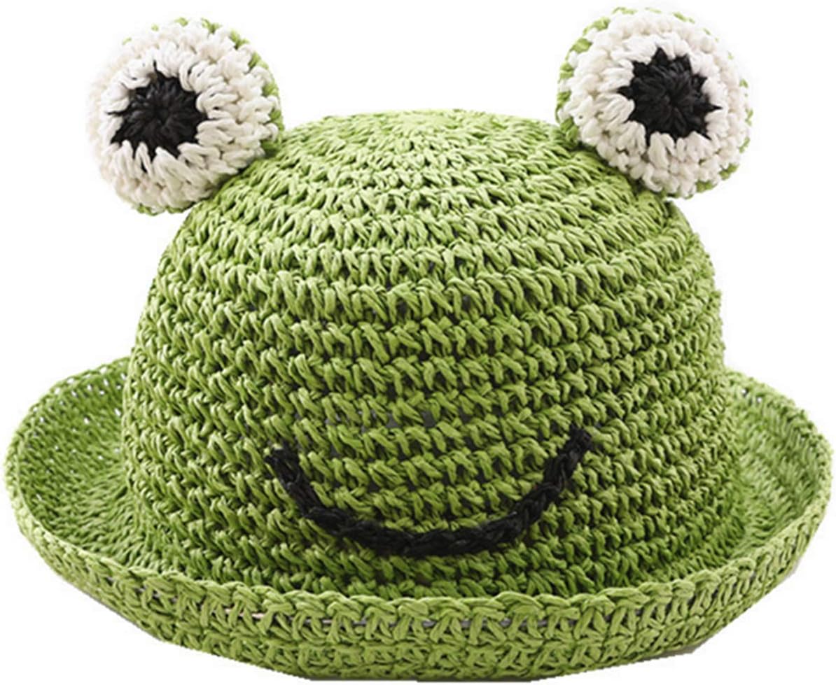 Cute Frog Kids Bucket Hats Cotton Wide Brim Fisherman Cap Sun UV Protection Hat for Toddler Girls Boys