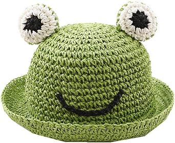 Cute Frog Kids Bucket Hats Cotton Wide Brim Fisherman Cap Sun UV Protection Hat for Toddler Girls Boys