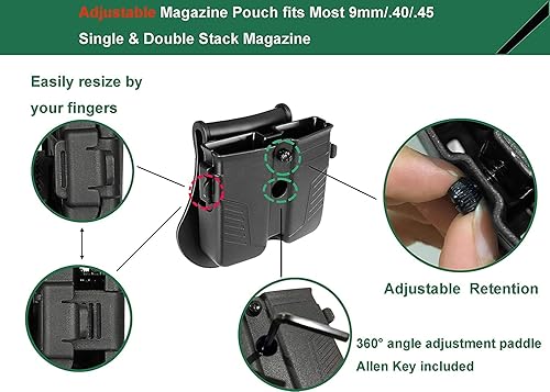 Miniatura 8 de OWB Paddle 1911 - Funda para cargadores de pilas individuales y dobles calibre 40 45 de 0354in