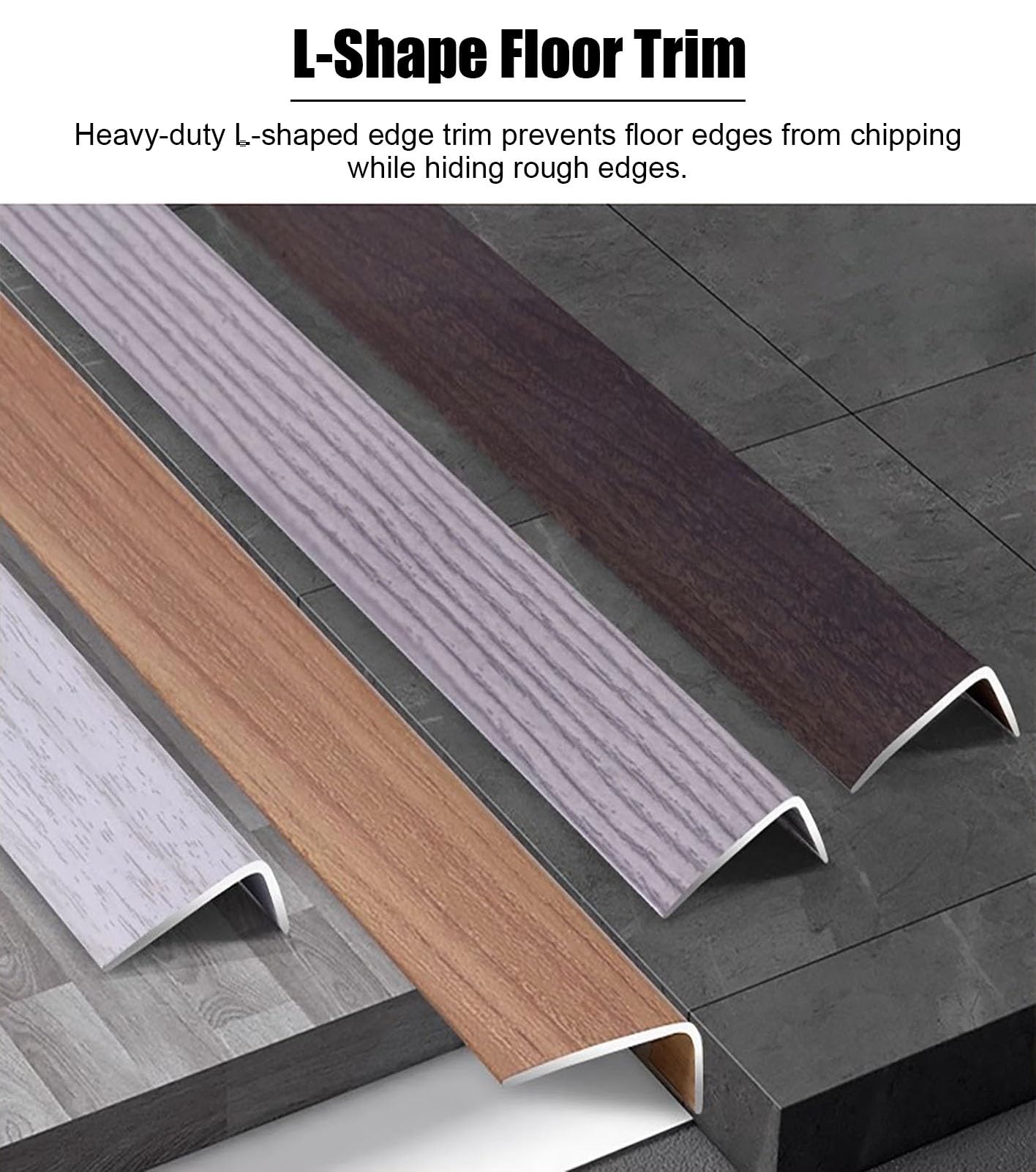 Vibeo Perfil de Transición Aluminio Borde de Escalera Veta de Madera, Neutral de Escalera en Forma de L Escaleras, Banda de Transición de Suelo Protectores de Esquinas(Style D)