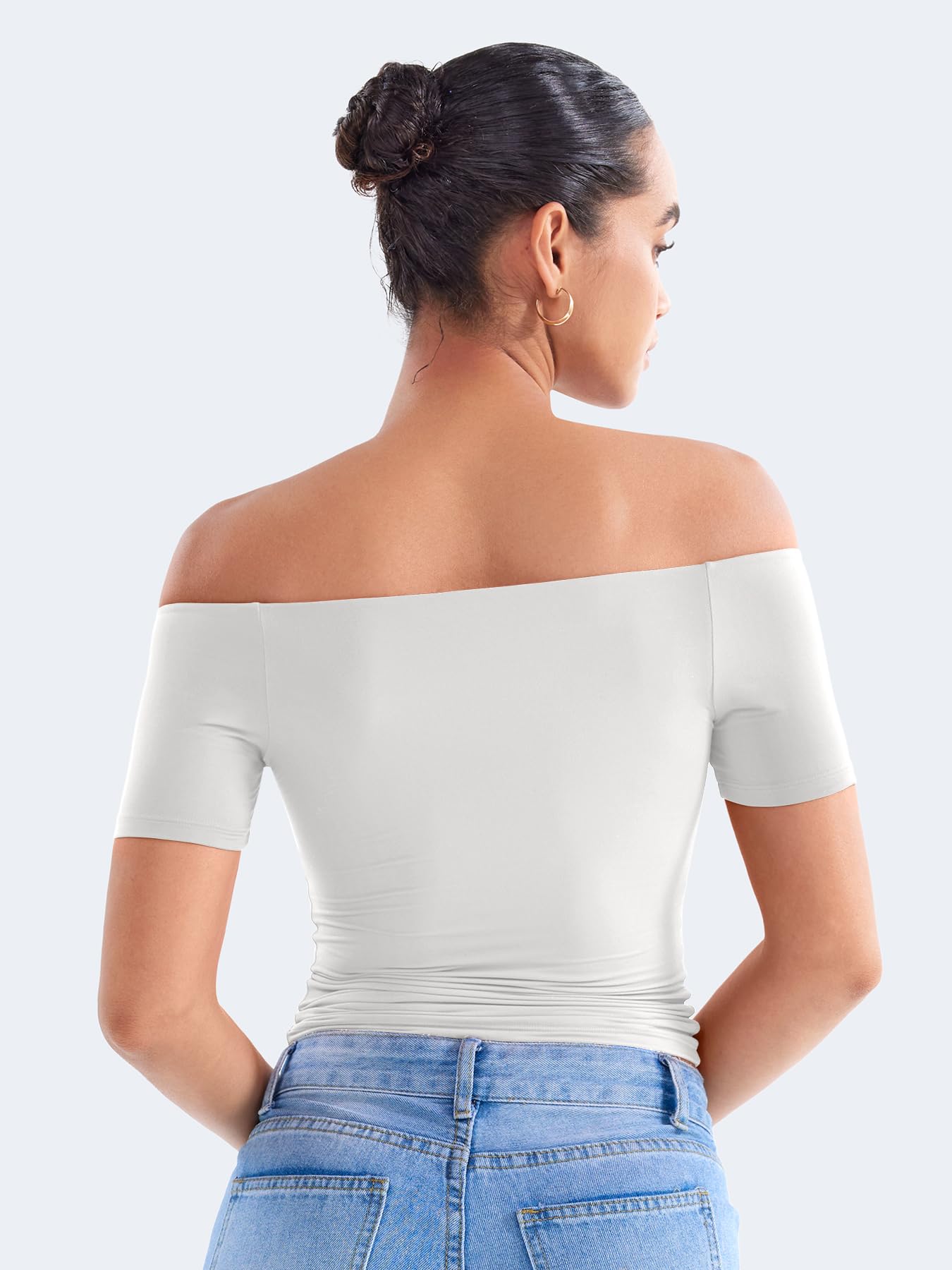 ZAAYO Maglietta da donna a maniche corte, con spalle scoperte, modello Y2K Summer Crop Top