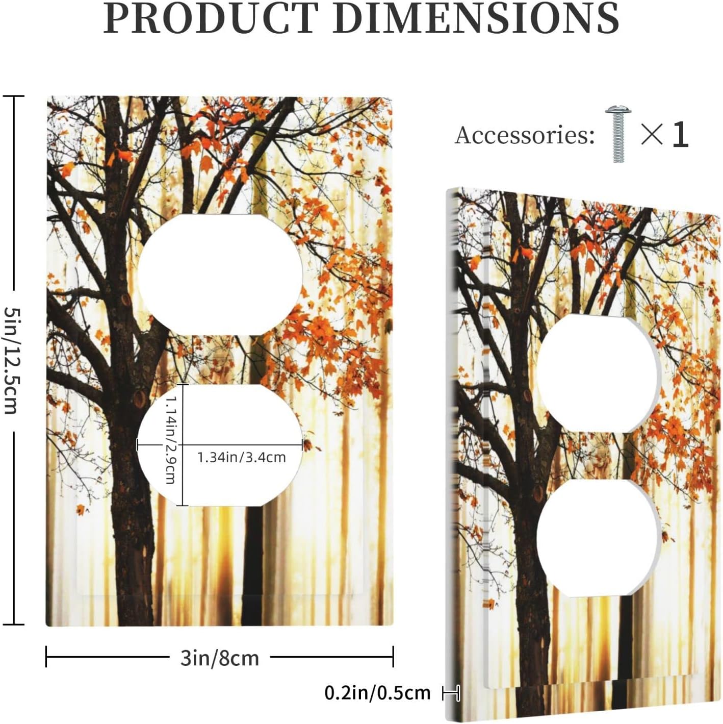 Fall Tree Autumn 1 Gang Electrical Duplex Outlet Cover Single Receptacle Plug Socket Light Switch Cover Yellow Orange Maple Leaves Branches Tangerine Tones Gold Forest Branch Season Nature Woodland