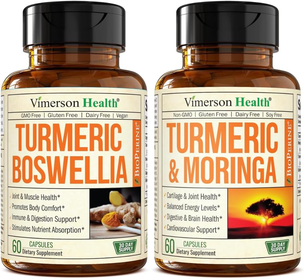 Turmeric Boswellia & Turmeric Moringa – Natural Joint Support, Energy & Digestive Health Supplement Bundle for Men & Women