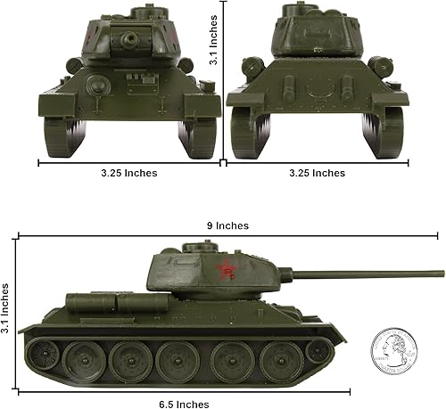 Miniatura 2 de BMC CTS WW2 Tanque soviético T-34 - Verde oliva 140 Vehículo del ejército de plástico T34 ruso