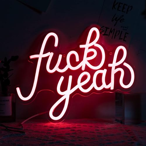 Letrero de neón con texto en inglés "Red Fuck Yeah" para decoración de pared, luz de neón LED para boda, luz nocturna colgante USB para dormitorio,
