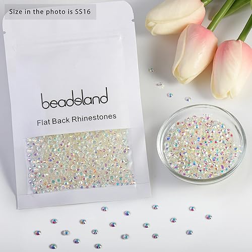 Vista 598 de Beadsland Diamantes de imitación de cristal con parte trasera plana, gemas redondas para arte de uñas y manualidades, pegamento fijo, violeta