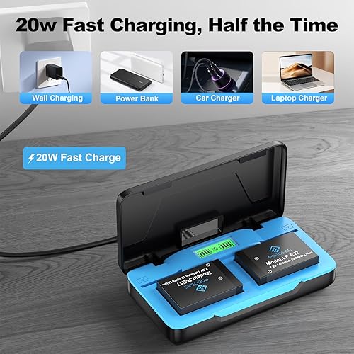 Miniatura 4 de Batería LP-E17 para R50, paquete de 2 unidades de 1400 mAh con USB-C 20 W Funda de carga rápida de doble canal para cámara EOS R100 R50 RP R10,