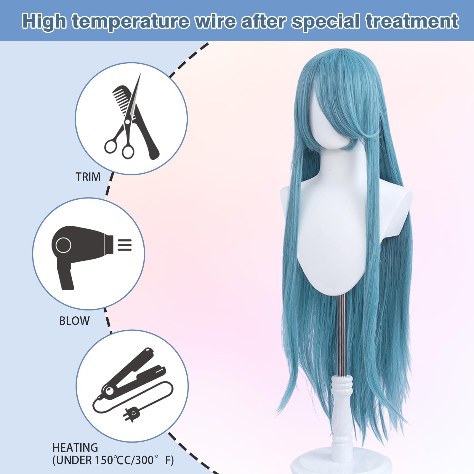 100cm / 40 Inch Long Wig, Universal Anime Costume Cosplay Wig, Perfect for Party Daily-Use, Festivals, and Halloween - Image 3