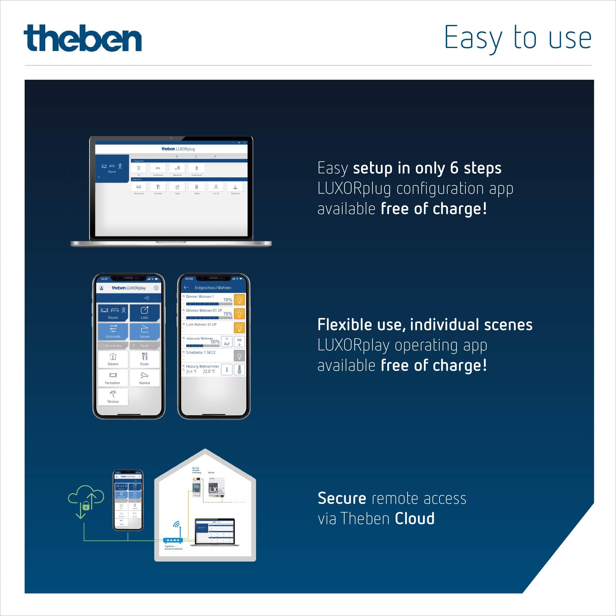 Theben 4800408 I LUXORliving T8 I 8-fach Binäreingang-Tasterschnittstelle I Softwarefunktionen Schalter/Taster, Dimmen, Jalousie I Für KNX Smart-Home System LUXORliving