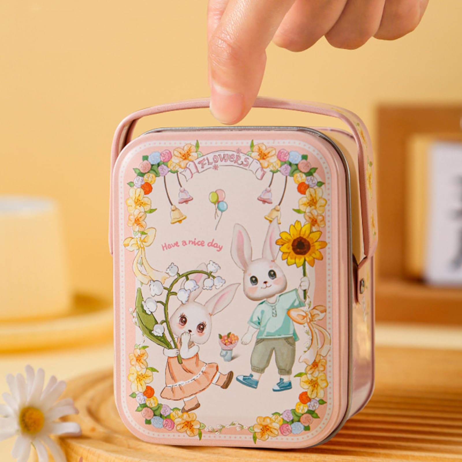 Carino Soft Fuzzy Bunny Keychain with Exquisite Tin Box Bunny Doll Pendente Portachiavi Coniglio Charm Easte