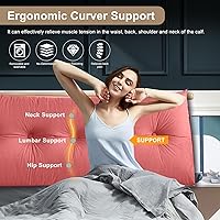 Vista 15 de Large Triangular Headboard Pillows Long Backrest Positioning Support Bolster Cushion for Daybed Fluffy Quality Plush Body Wedge Pillow with Pink