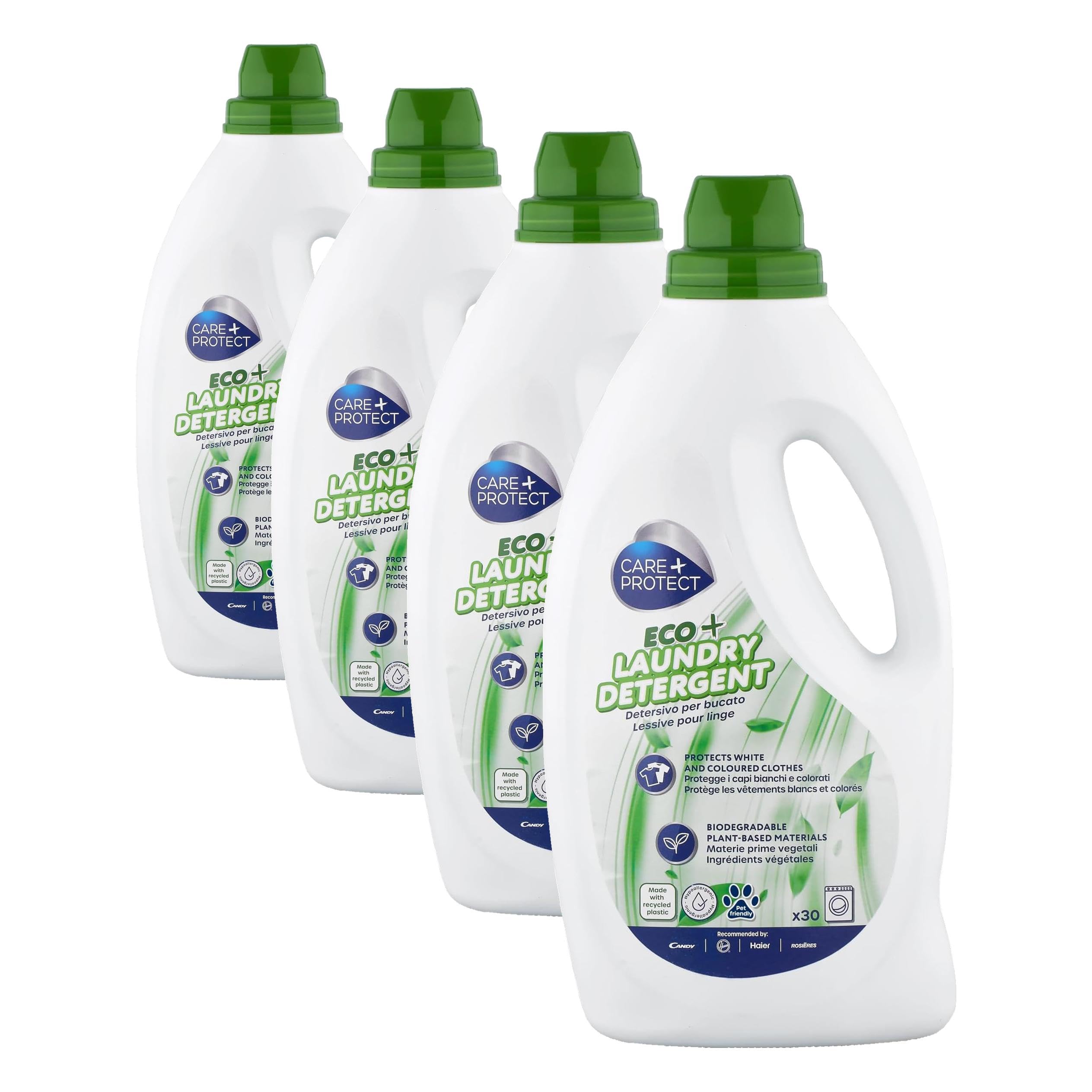 CARE + PROTECT Detergente ECO+, para lavado a mano y a máquina, ropa blanca y de color, eficaz incluso a 30 °C y en ciclos rápidos, etiqueta ecológica certificada, 1500 ml para hasta 30 lavados