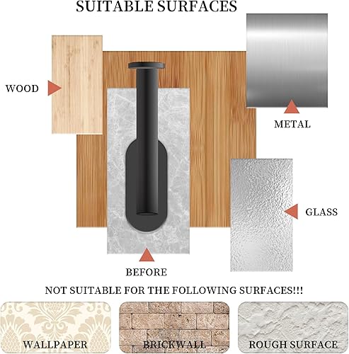 Miniatura 6 de Eiito Percheros para gorras de béisbol, ganchos adhesivos para sombreros para pared, percha de gorra de béisbol de acero inoxidable (negro)