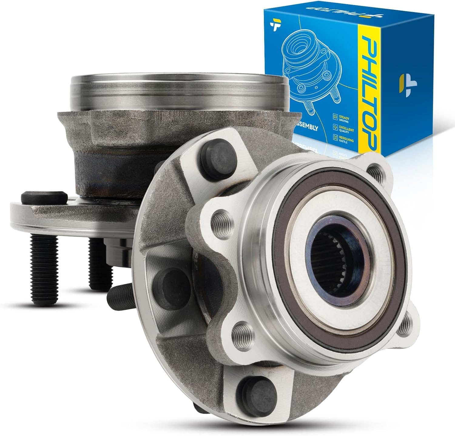 PHILTOP Front Wheel Hub Bearing for 2006-2012 R-A-V-4, 2008-2015 xB, 2012-2017 Prius V, 2011-2016 tC, 2017-2018 Corolla iM, 2016 iM, 2010-2012 HS250h, 513257 Hub Assembly 5 Lugs