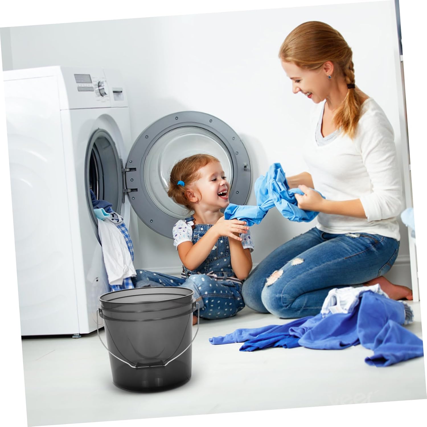 Transparent Multipurpose Bucket with Handle Sturdy Plastic Water Container for Car Washing Laundry Shower and Outdoor Use for Indoor and Outdoor Applications