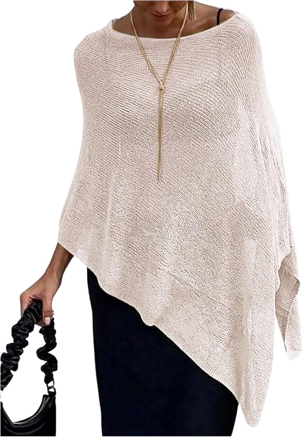 SHENHE Women's Sheer Poncho Shrug Top Lightweight Flowy Knit Sweater Poncho Pullover