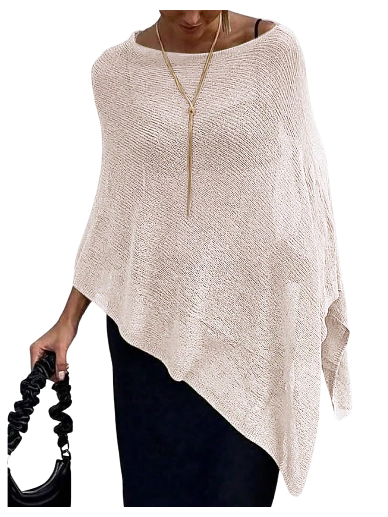 SHENHE Womens Sheer Poncho Shrug Top Lightweight Flowy Knit Sweater Poncho Pullover