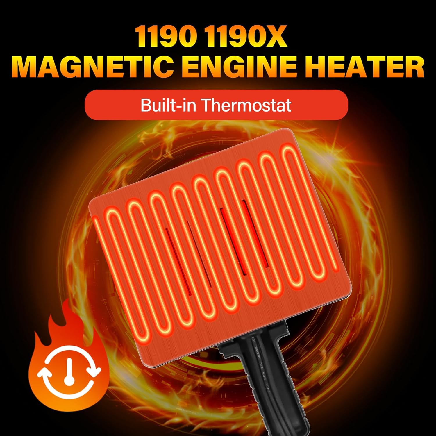 1190 1190X Magnetic Engine Heater for Jeep Trucks Farm Machinery Diesel Vehicles,120V 300W Surface-Thermostat Control for Oil Pan and Engine Block Heating