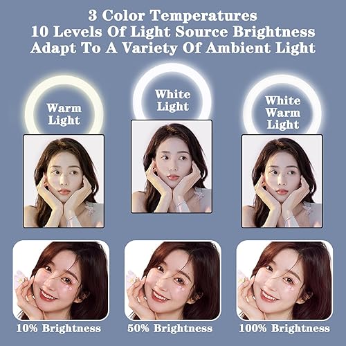 Miniatura 4 de Anillo de luz para selfie con 3 modos de luz y 10 niveles de brillo alimentado por USB, mini luz de relleno LED para YouTube/TIK