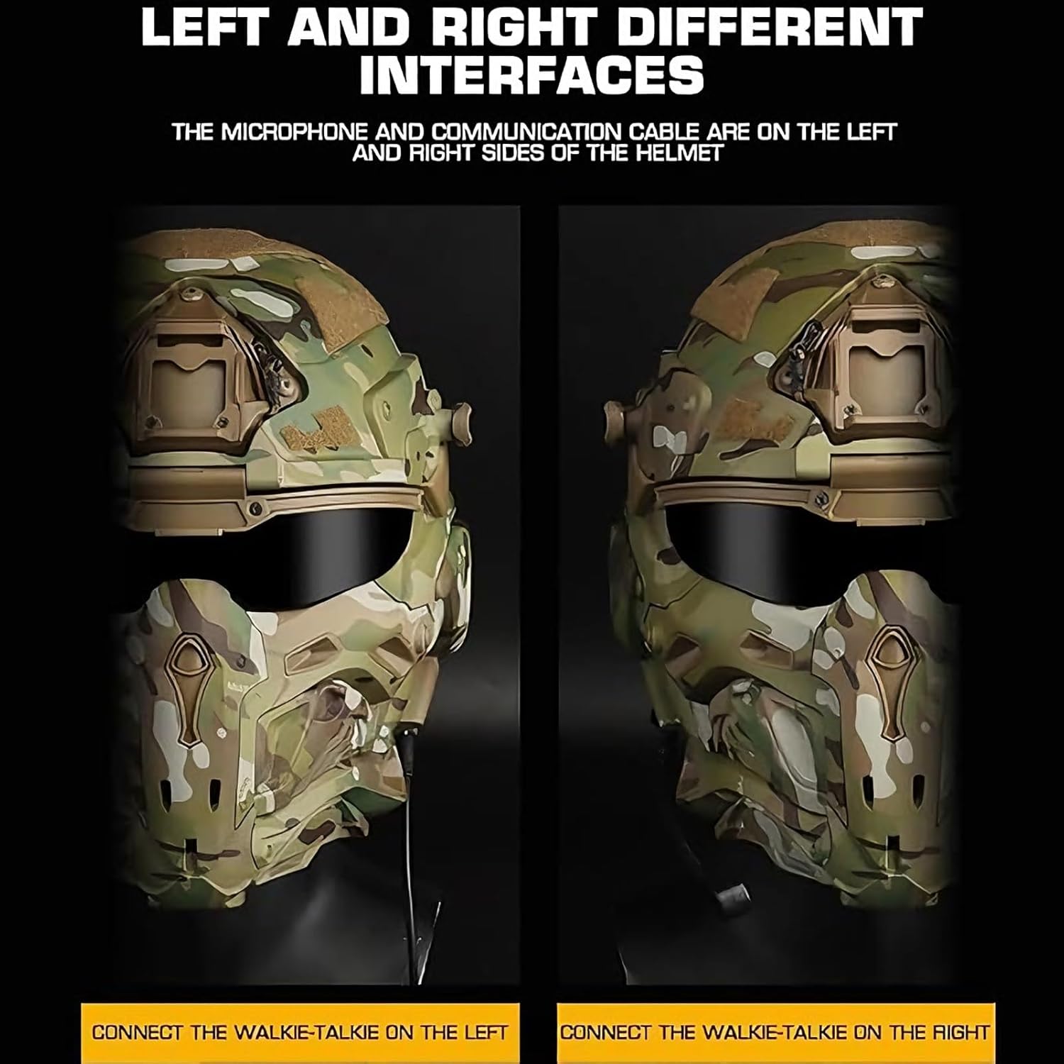 Tactical Airsoft Helmet Set,Fast Helmet Built-in HD Headset with Full Face Mask Goggles and Anti-Fog Fan, for Outdoor Game CS Airsoft Training