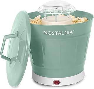 Nostalgia Hot Air Popcorn Maker and Bucket, 1040 Watts, Mess Free, Oil Free, Healthy, Convenient, and Easy to Clean, Remov...