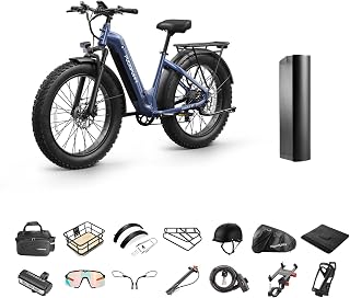 PUCKIPUPPY 960W Adult Electric Bike, 26" Fat Tires Mountain Hunting Ebike, 48V 15AH Off-Road Electric Bike with Rear Storage Rack, Top Speed 28MPH, Outdoor E-Bike