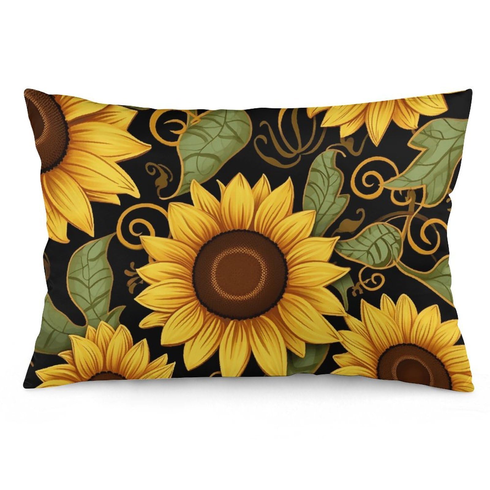 2 Pack Pillow Cases for Hair and Skin, Soft Breathable Pillow Case Covers with Hidden Zipper, Beautiful Sunflower Pillowcase 20"x30" Pillow Covers for Sleeping Gift
