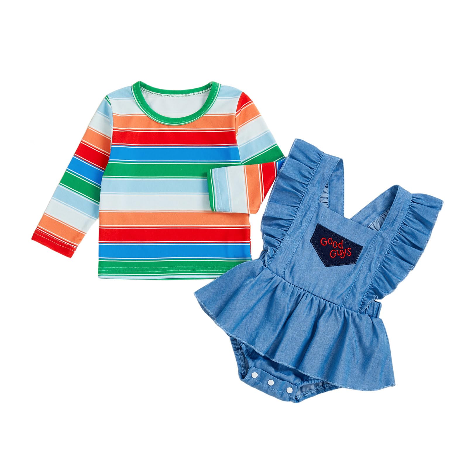 BABWWNIX Toddler Baby Girl Halloween Chucky Costume Halloween Cosplay Outfits (Blue, 3-6 Months) โ image 1