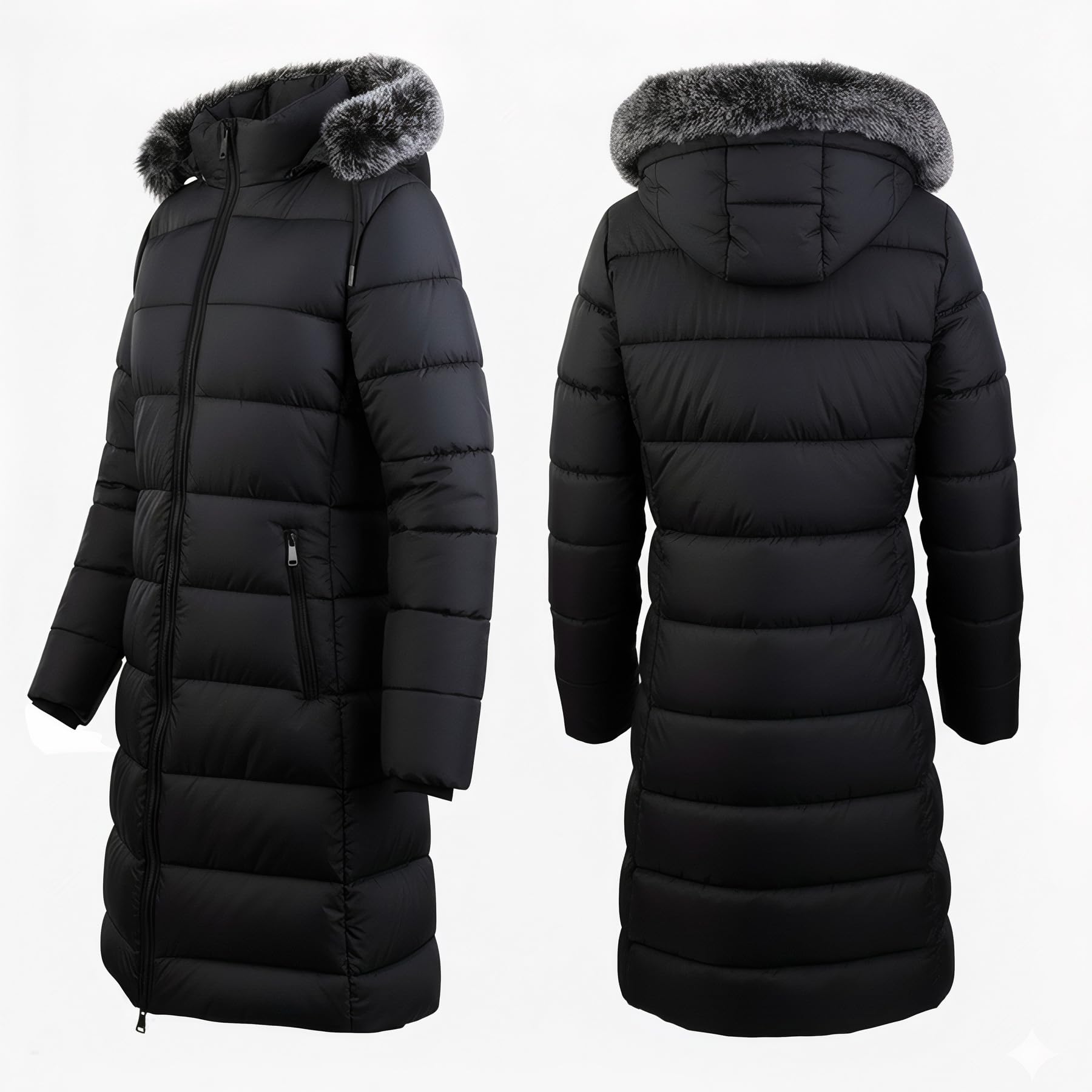 riemot Chaqueta Mujer Largo Abrigos de Invierno para Mujer Cálido Capucha Desmontable Forro Térmico Chaqueta Acolchada Casual Elegante Parka para Viaje Diario Traje de Ocio con Bolsillos, S-XXL