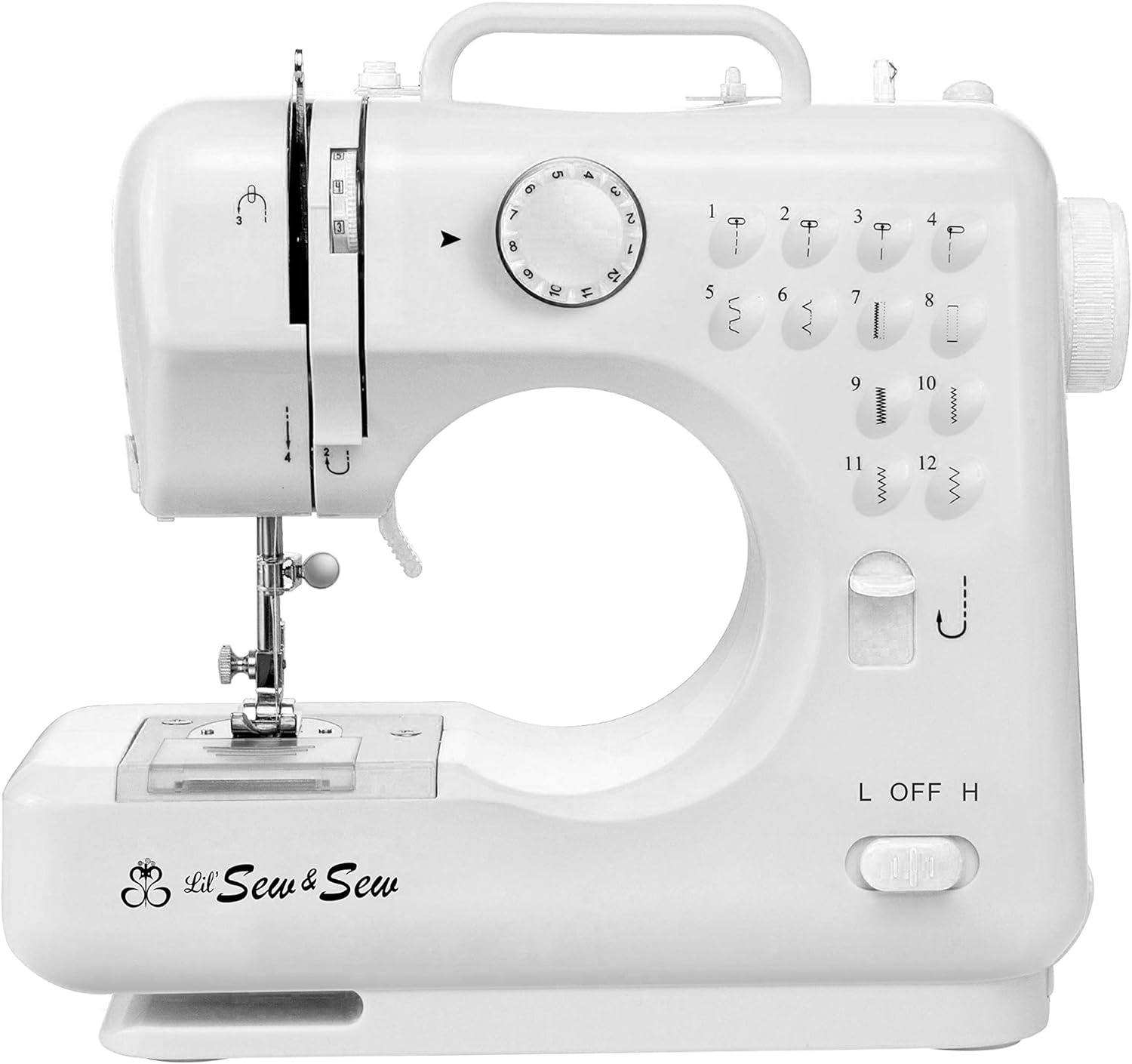 Desktop Sewing Machine LSS-505+ Combo with sewing kit and electric scissors, 12 built-in stitch patterns, 10.8-inches by 4.8-inches by 10.2-inches, White