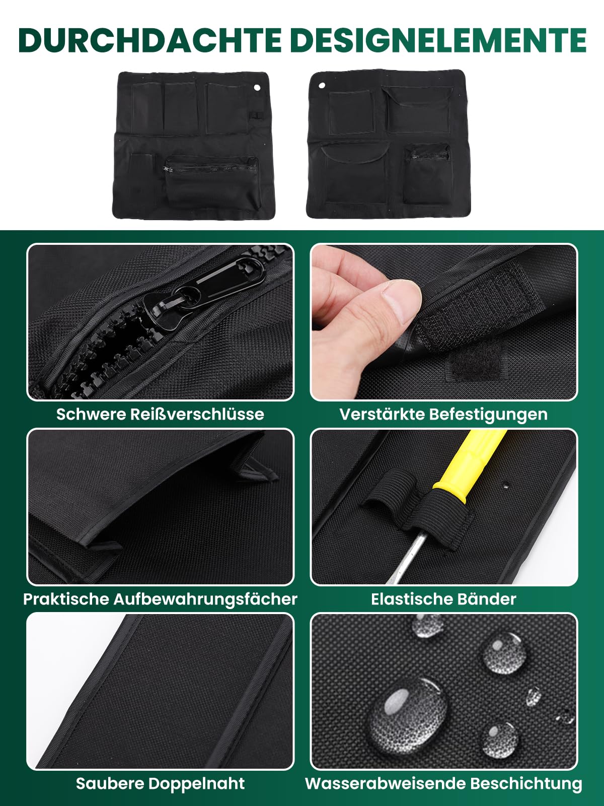 2er Set Aufbewahrungsorganizer Kompatibel mit Fiat Ducato Peugeot Boxer Citroen Jumper Relais X250 X290 Scheunentor Hecktür Taschen Auto Camping Zubehör Werkzeugtasche 600D Oxford Gewebe