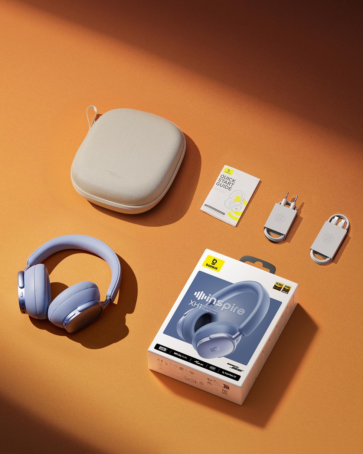 Baseus Inspire XH1 Cuffie Bluetooth Cancellazione Rumore Attiva, Sound by Bose, Nuvola di Conforto, Dolby Audio & Hi-Res per un Suono Incredibilmente Dinamico, Autonomia 100 h, Blu Crepuscolare