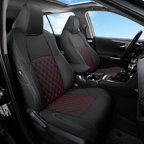 Miniatura 9 de GIANT PANDA Juego completo de fundas de asiento de coche de piel sintética para Toyota RAV4 LE 2013 2014 2015 2016 2017 2018 (no para versión