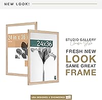 Vista 2 de MCS Studio Gallery Classic 24x36 Poster Frame Natural Woodgrain Engineered Wood, Vertical & Horizontal Wall Hanging Large Picture Frame for Photos