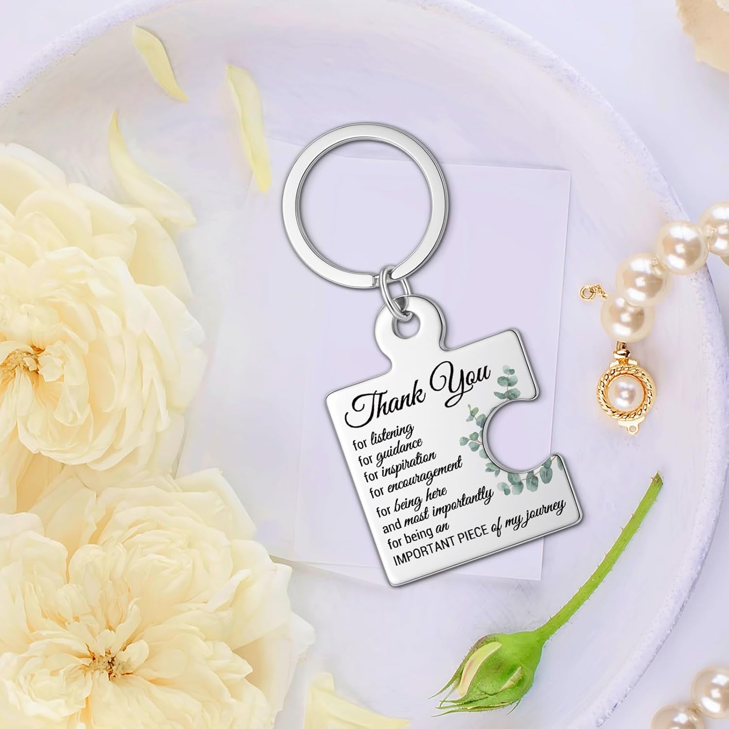 Thank You Gifts for Women Men, Appreciation Gifts for Teacher Mentor Coworkers Boss Leader Coach Supervisor Principal Therapist, Thank You Puzzle Piece Metal Keychains - Image 3