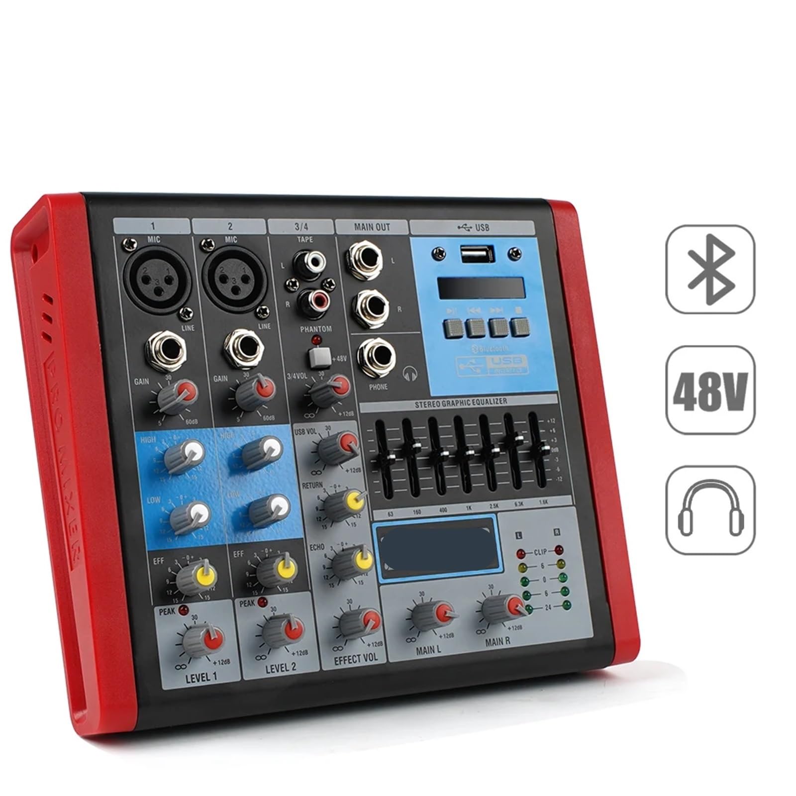 Mixer audio, Mixer Audio Professale Da 2 Pezzi, Controller DJ A 4 Canali, Interfcia Bluetooth For Performance Sul Palco, Studio Di Registraze,PC, studio di registrazione e giochi