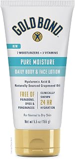 Gold Bond Pure Moisture Lotion 5.5 oz - Ultra-Lightweight 24-Hour Hydration Face & Body Lotion, Paraben-Free, Hypoallergenic