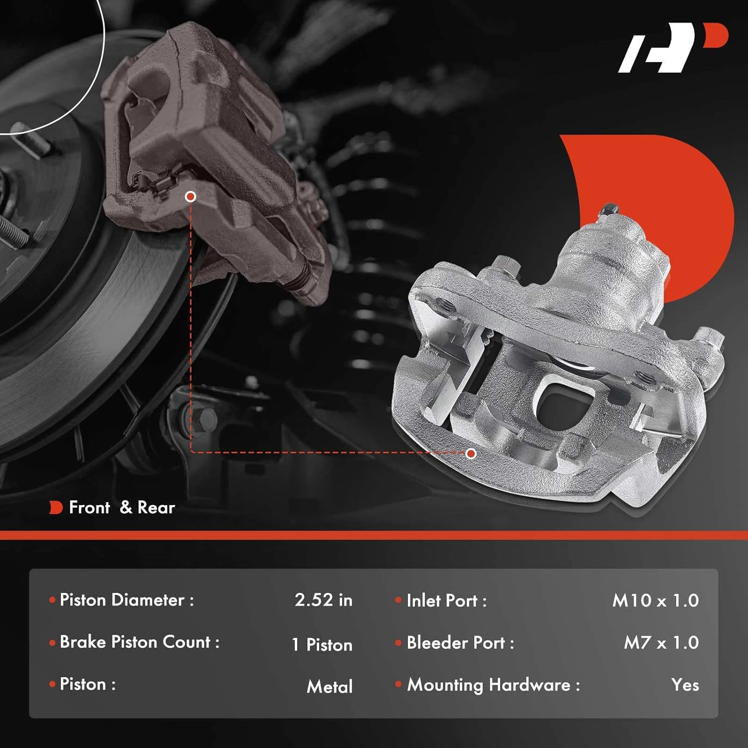 A-Premium Disc Brake Caliper Assembly with Bracket Compatible with Select Toyota Models - Highlander 2004-2007 - Front and Rear