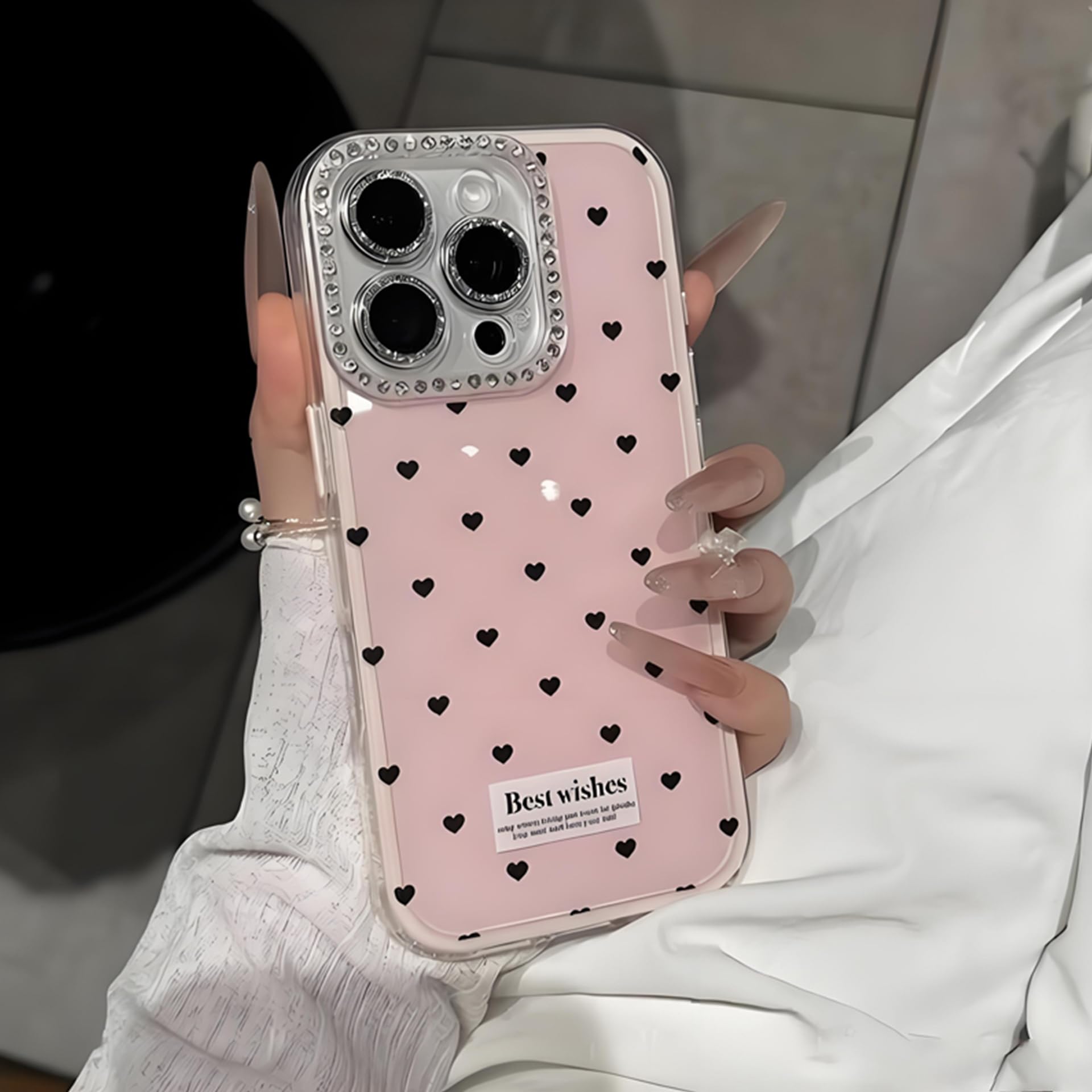 Amazon.co.jp: iphone 12 用 ケース ハート ドット ブルー 女子 韓国