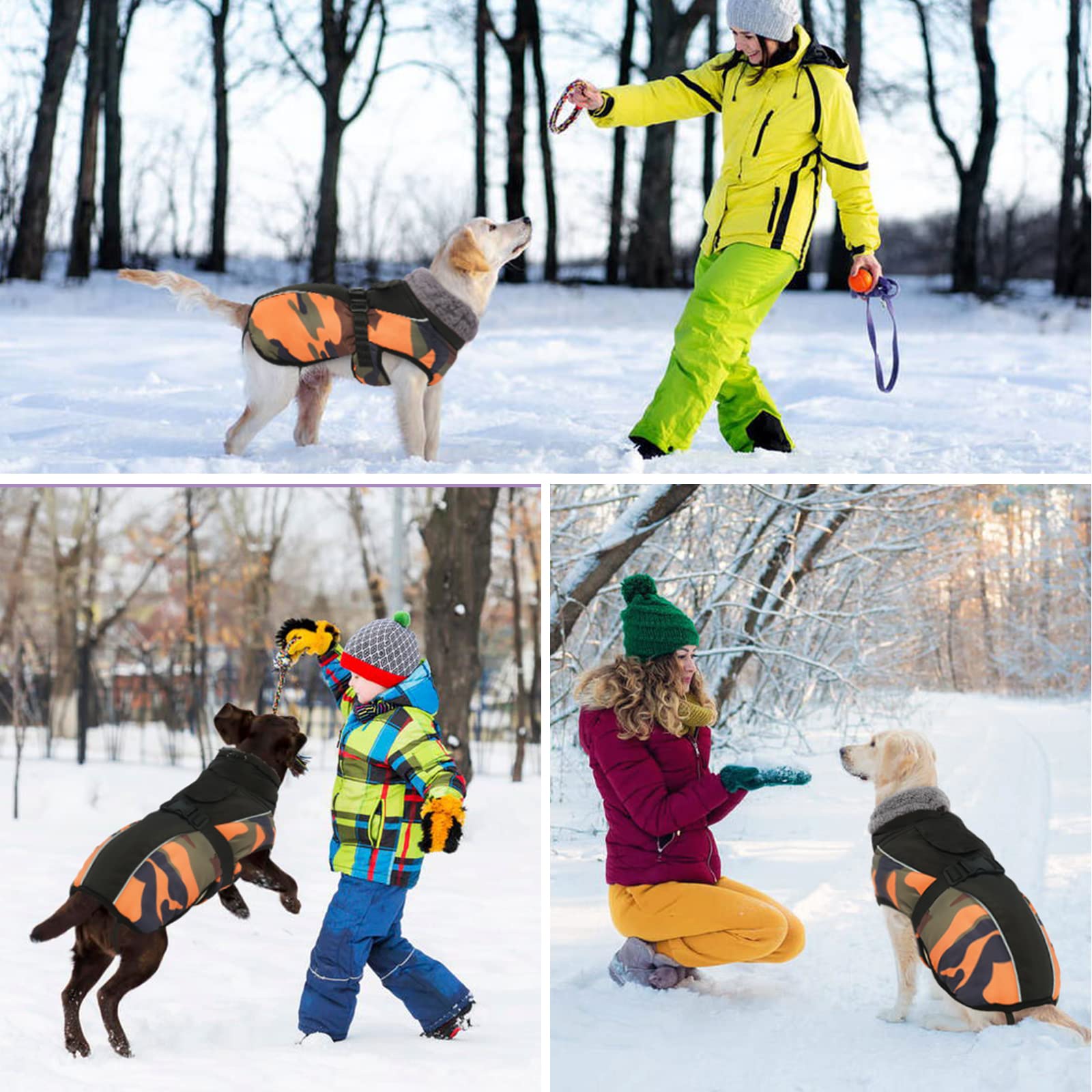 Wasserdichter Hundemantel Winter Warme Hundejacke, Hundebekleidung Outfit für kleine mittel große Hunde, Hundepullover mit Sicheren Reflexstreifen für Labrador Chihuahua Französische Bulldogge